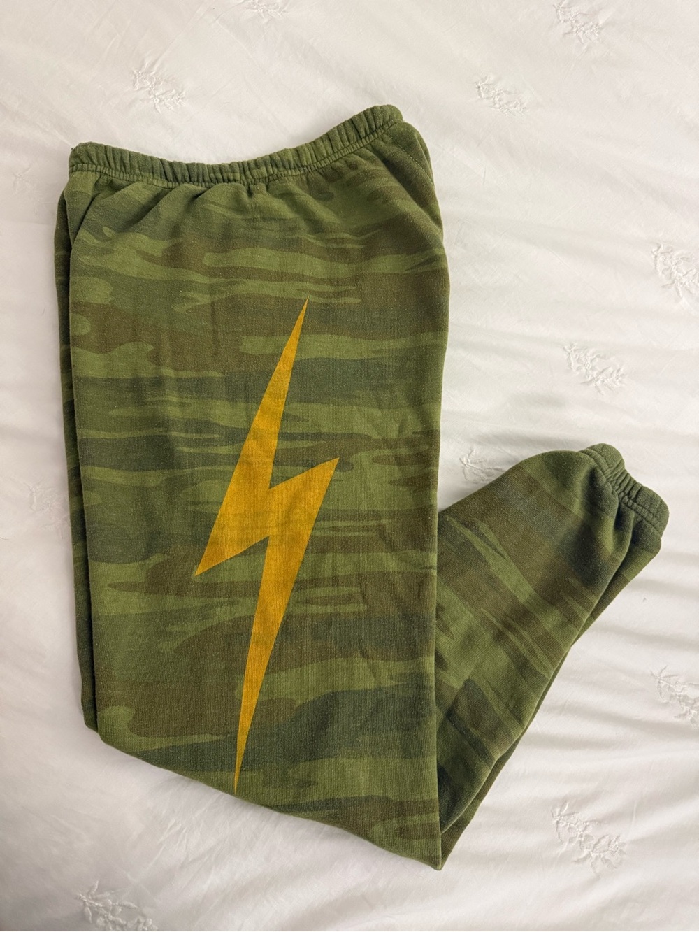 Aviator Nation Camo Sweatpants with lightning Accent